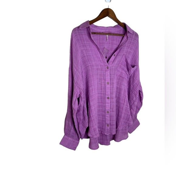 Free People Women’s Oversized Long Sleeve Top Shirt - Picture 3 of 10